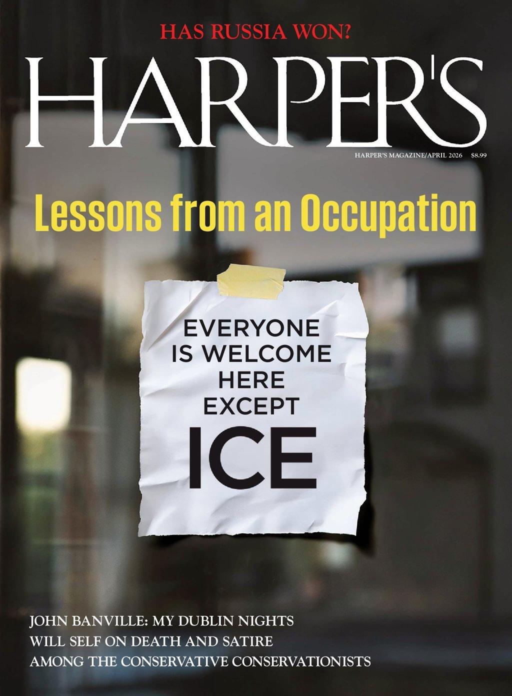 Harpers Magazine April 1st, 2026 Issue Cover