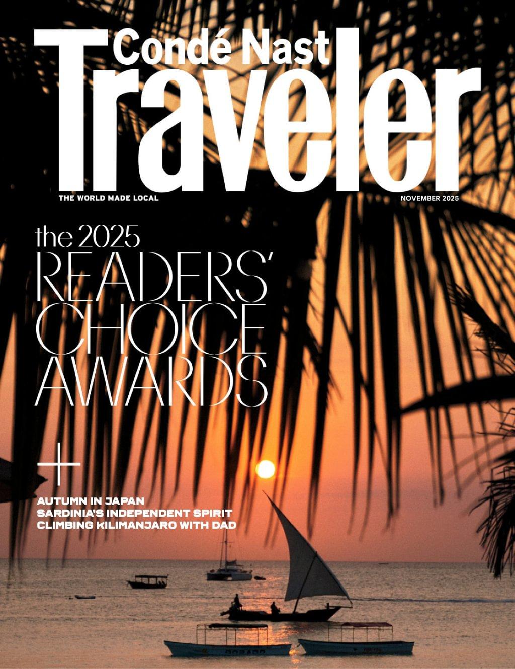 Conde Nast Traveler Magazine November 1st, 2025 Issue Cover