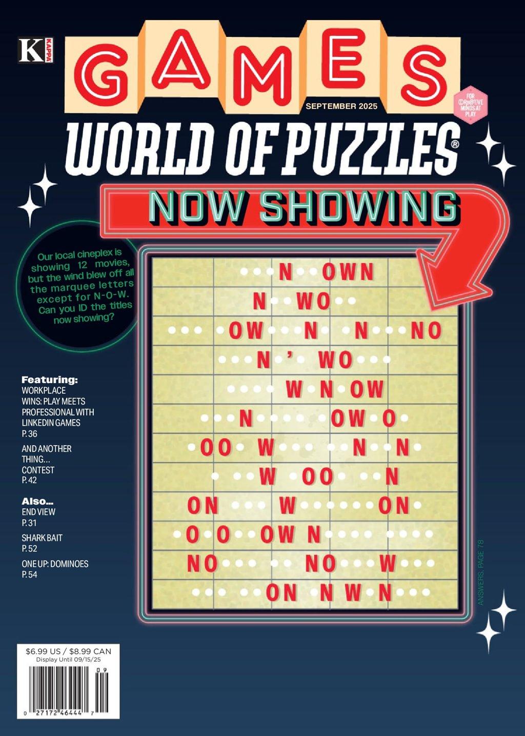 Games World of Puzzles Magazine Subscription                    September 15th, 2025 Issue