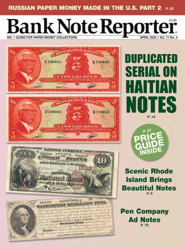 Banknote Reporter Magazine April 1st, 2022 Issue Cover