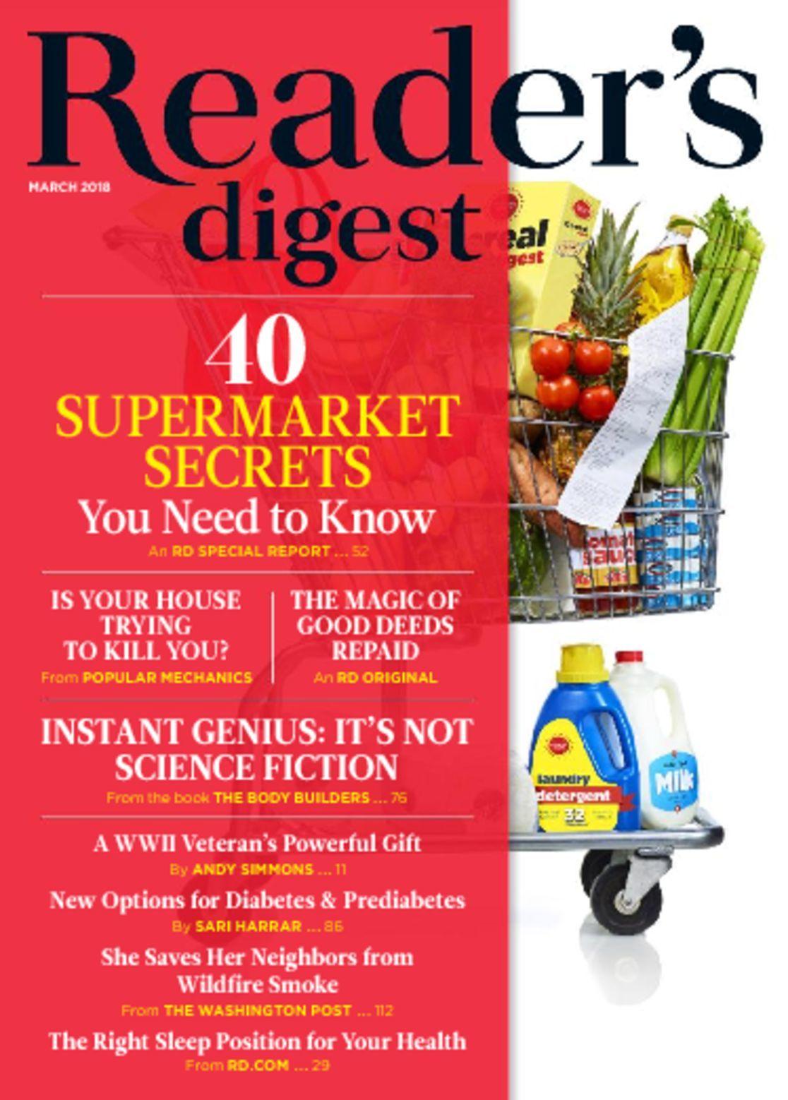 Reader's Digest Large Print Magazine Subscription                    March 1st, 2018 Issue