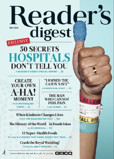 Reader's Digest Large Print Magazine May 1st, 2018 Issue Cover