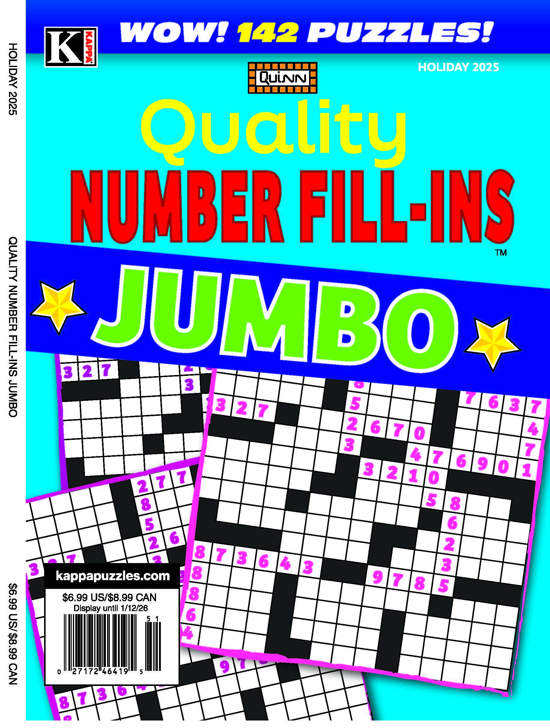 Quality Number Fill-ins Jumbo Magazine Cover