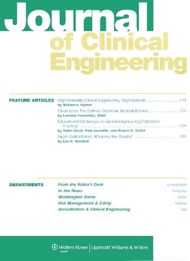 Journal Of Clinical Engineering Cover