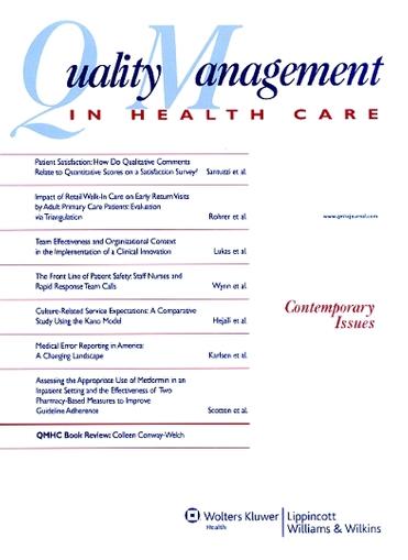 Quality Management In Health Care Magazine Cover